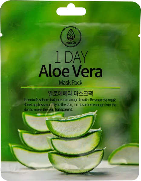 Изображение Маска увлажняющая для лица Мед Би экстракт листьев алоэ Синдо м/у, 1 шт
