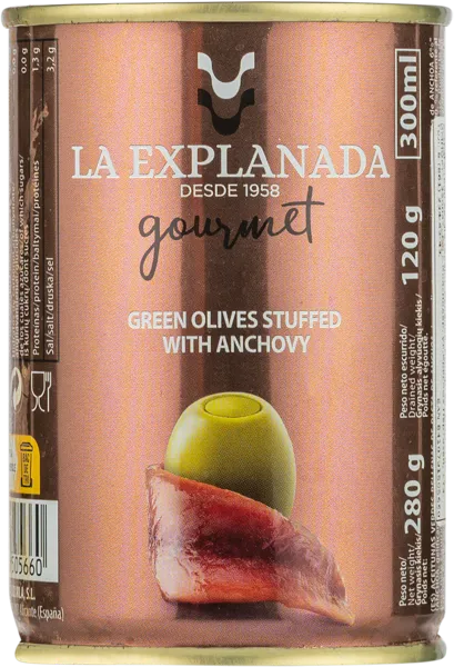 Изображение Оливки с анчоусом Ла эспланада зеленые Асейтунас Касорла ж/б, 280 г