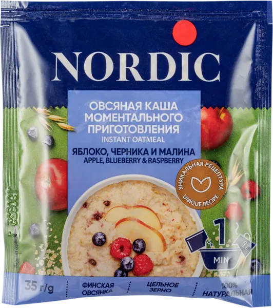 Изображение Каша овсяная Нордик яблоко черника малина Си-Продукт м/у, 35 г