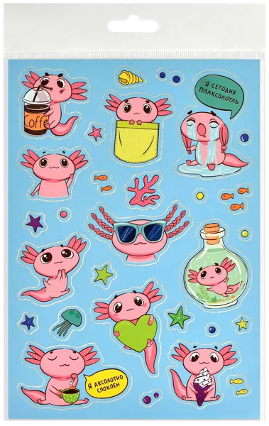 Изображение Набор наклейки 1 лист Феникс+ мемы аксолотль Феникс+ м/у, 1 шт