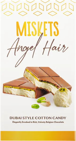 Изображение Шоколад молочный Мискетс дубайский волосы ангела с фисташкой Пакель кор, 90 г