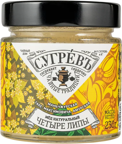 Изображение Мед липовый Сугревъ 4 липы Хроменко НН с/б, 230 г