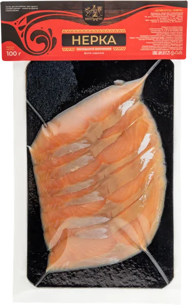 Изображение Рыба нарезка х/к Нерка филе Деликатесы Севера подложка, 100 г