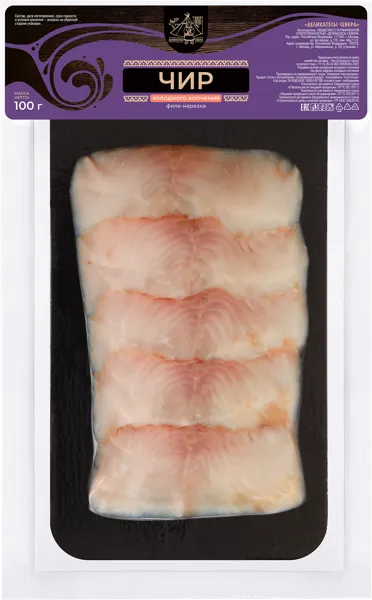 Изображение Рыба нарезка х/к Чир филе Деликатесы Севера подложка, 100 г