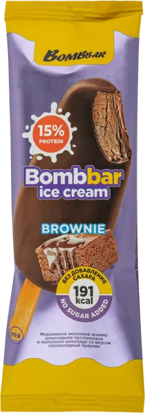 Изображение Мороженое эскимо с протеином Бомббар вкус шоколадный брауни Фитнес Фуд м/у, 70 г