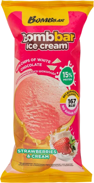 Изображение Мороженое в ваф.стакане Бомббар клубника со сливками Фитнес Фуд м/у, 90 г