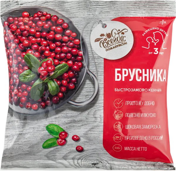 Изображение Ягоды замороженные Всегда пожалуйста брусника ЭкоРесурс му, 300 г