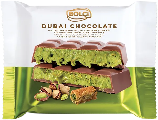 Изображение Шоколад молочный Болчи дубайский фисташка и катаифи Болчи Чиколата м/у, 100 г