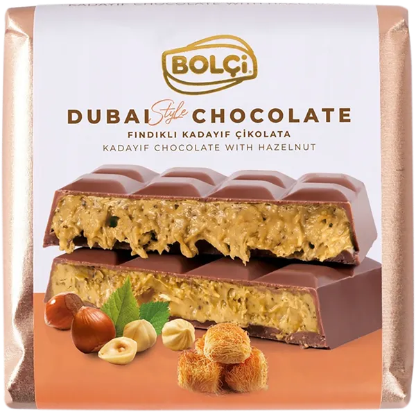 Изображение Шоколад молочный Болчи дубайский фундук и катаифи Болчи Чиколата м/у, 100 г