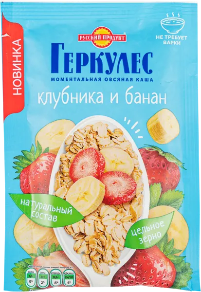 Изображение Каша овсяная Русский продукт клубника банан МирФудс м/у, 40 г