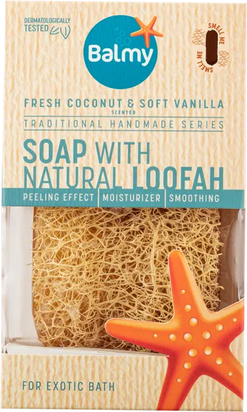 Изображение Мочалка люффа с мылом Балми кокос ваниль Балми к/у, 1 шт