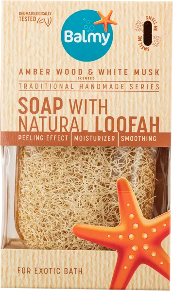 Изображение Мочалка люффа с мылом Балми амбра мускус Балми к/у, 1 шт