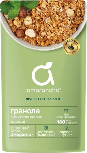 Изображение Гранола амарантово-овсяная Амаранчо ореховая РоуЛайф м/у, 270 г