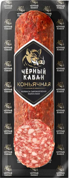 Изображение Колбаса сырокопченая Черный Кабан коньячная Клинский МК термоформ, 210 г