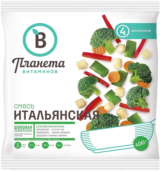 Изображение Овощная смесь замороженная Планета витаминов итальянская Агама Роял Гринланд м/у, 400 г