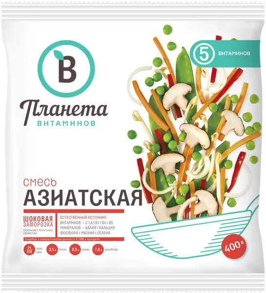 Изображение Овощная смесь замороженная Планета витаминов азиатская Агама Роял Гринланд м/у, 400 г