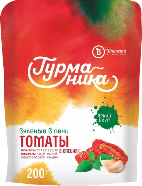 Изображение Овощи замороженные Гурманика томаты вяленые в специях Русберри Трейд ООО м/у, 200 г