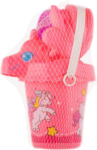 Изображение Набор 4 предмета для песка Купман ведро с формочками 12см Купман Интернэшнл сетка, 1 шт