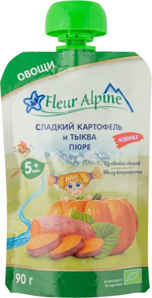 Изображение Пюре овощное с 5 мес Флер Альпин БИО сладкий картофель тыква Алиментасион и Нутрисион м/у, 97 г