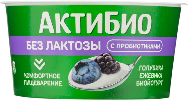 Изображение Биойогурт 3% без лактозы Актибио голубика ежевика Эйч энд Эн п/б, 130 г
