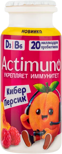 Изображение Напиток 1,5% кисломолочный Актимуно кибер персик Эйч энд Эн п/б, 95 г