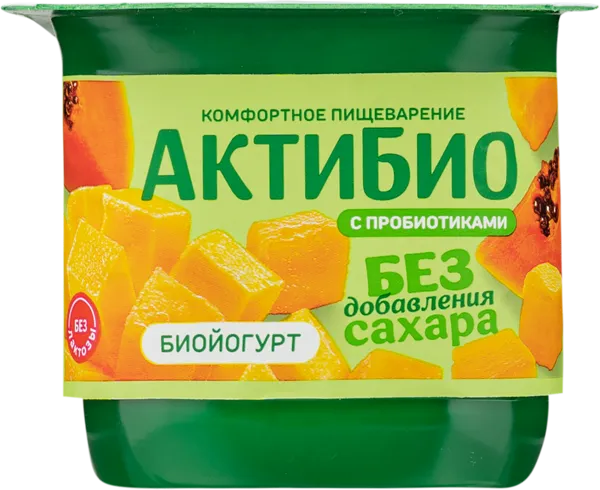 Изображение Биойогурт 3% без лактозы Актибио манго папайя Эйч энд Эн п/б, 130 г