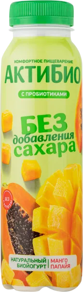 Изображение Биойогурт 1,5% без сахара Актибио манго папайя Эйч энд Эн п/б, 260 мл