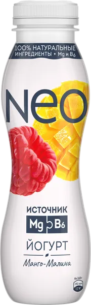 Изображение Йогурт 1,5% питьевой Нео манго малина ВБД п/б, 260 мл