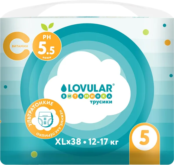Изображение Трусики XL 12-17кг Ловулар витаминка Ловулар ЛТД м/у, 38 шт