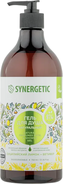 Изображение Гель для душа Синергетик БИО сицил лимон и ветивер Синергетик п/у, 750 мл