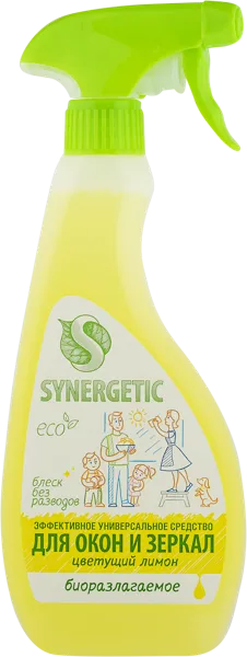 Изображение Средство для стекол и зеркал Синергетик БИО цветущий лимон Синергетик п/у, 500 л