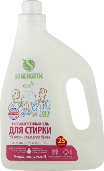 Изображение Средство для стирки жидкое Синергетик БИО ультра белое Синергетик п/у, 1,5 л