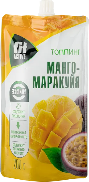 Изображение Топпинг без сахара Фит Актив манго маракуйя Питэко ПК м/у, 200 г