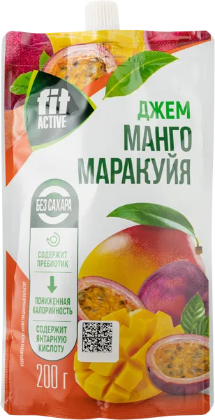 Изображение Джем без сахара Фит Актив манго маракуйя Питэко ПК м/у, 200 г