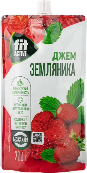 Изображение Джем без сахара Фит Актив земляника Питэко ПК м/у, 200 г