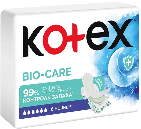 Изображение Прокладки ночные Котекс био кэа Кимберли Кларк м/у, 10 шт