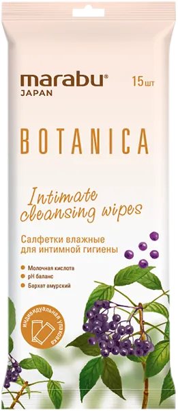 Изображение Салфетки влажные Марабу для интимной гигиены Фуцзянь м/у, 15 шт