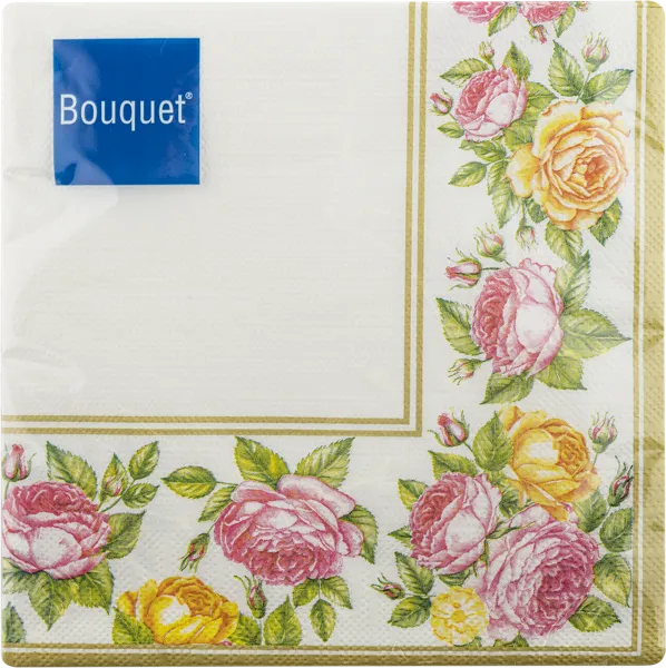 Изображение Салфетки 3х слойные Букет хоум коллекшн классик скатерть с розами 33*33см Русская Бумага м/у, 20 шт