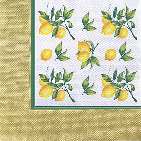 Изображение Салфетки 3х слойные Букет хоум коллекшн классик скатерть с лимонами 33*33 Русская Бумага м/у, 20 шт