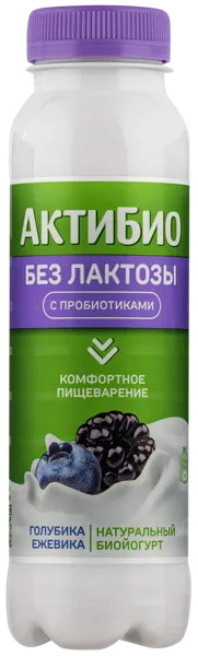 Изображение Биойогурт 1,5% без лактозы Актибио голубика ежевика Эйч энд Эн п/б, 260 г