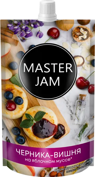 Изображение Джем на яблочном муссе Мастер Джем черника вишня САВА ТПК м/у, 250 г