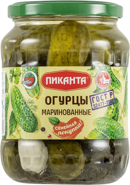 Изображение Огурцы маринованные Пиканта гост Вкусный продукт с/б, 680 г