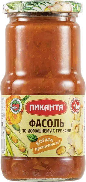 Изображение Фасоль печеная Пиканта по-домашнему с грибами Вкусный продукт с/б, 470 г
