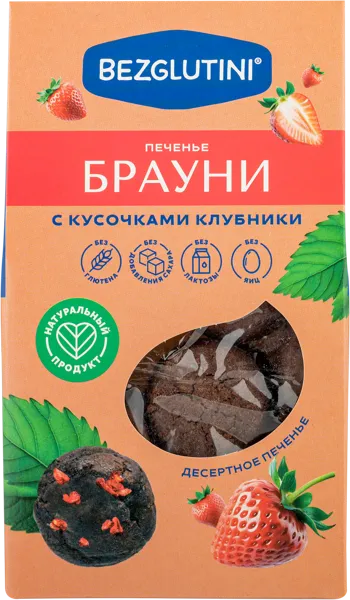 Изображение Печенье без сахара Безглютини клубника Фабрика Вкусов к/у, 96 г