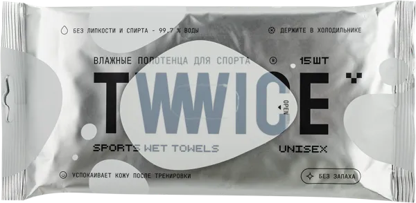 Изображение Полотенца влажные для спорта Твайс 30х20 для унисекс Твайс м/у, 15 шт