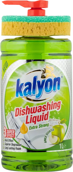 Изображение Гель для мытья посуды Калион аромат яблока с губкой Эндекс Кимья п/у, 1 л