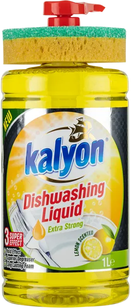 Изображение Гель для мытья посуды Калион аромат лимона с губкой Эндекс Кимья п/у, 1 л