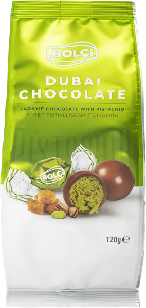 Изображение Конфеты в молочном шоколаде Болчи дубайский фисташка и катаифи Болчи Чиколата м/у, 120 г