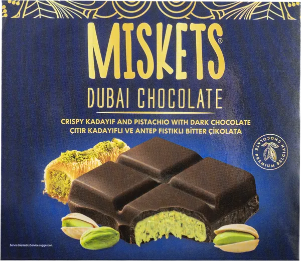 Изображение Шоколад темный Мискетс дубайский фисташка и катаифи Пакель кор, 100 г