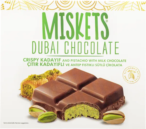 Изображение Шоколад молочный Мискетс дубайский фисташка и катаифи Пакель кор, 100 г